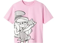Name It t-shirt pink med Smølfine print